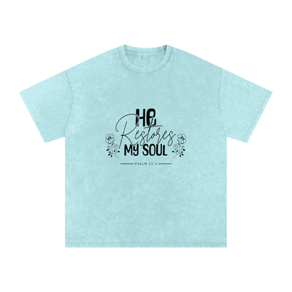 Psalms 23:3 He Restores My Soul Women’s T-Shirt | Christian Faith Tee